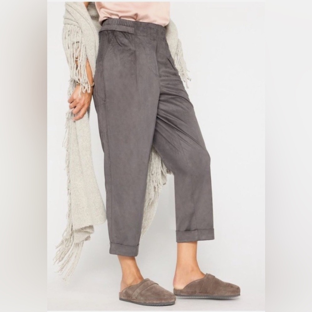 Brochu Walker Filo Vegan Suede Pants in Shadow Gray